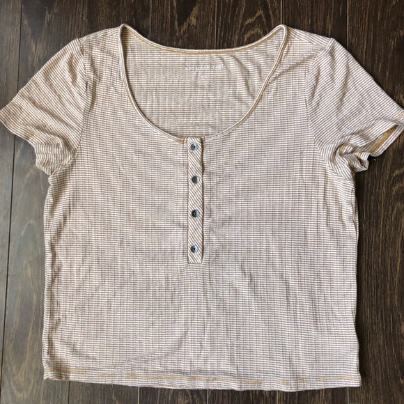 American Eagle Striped button detail crop top